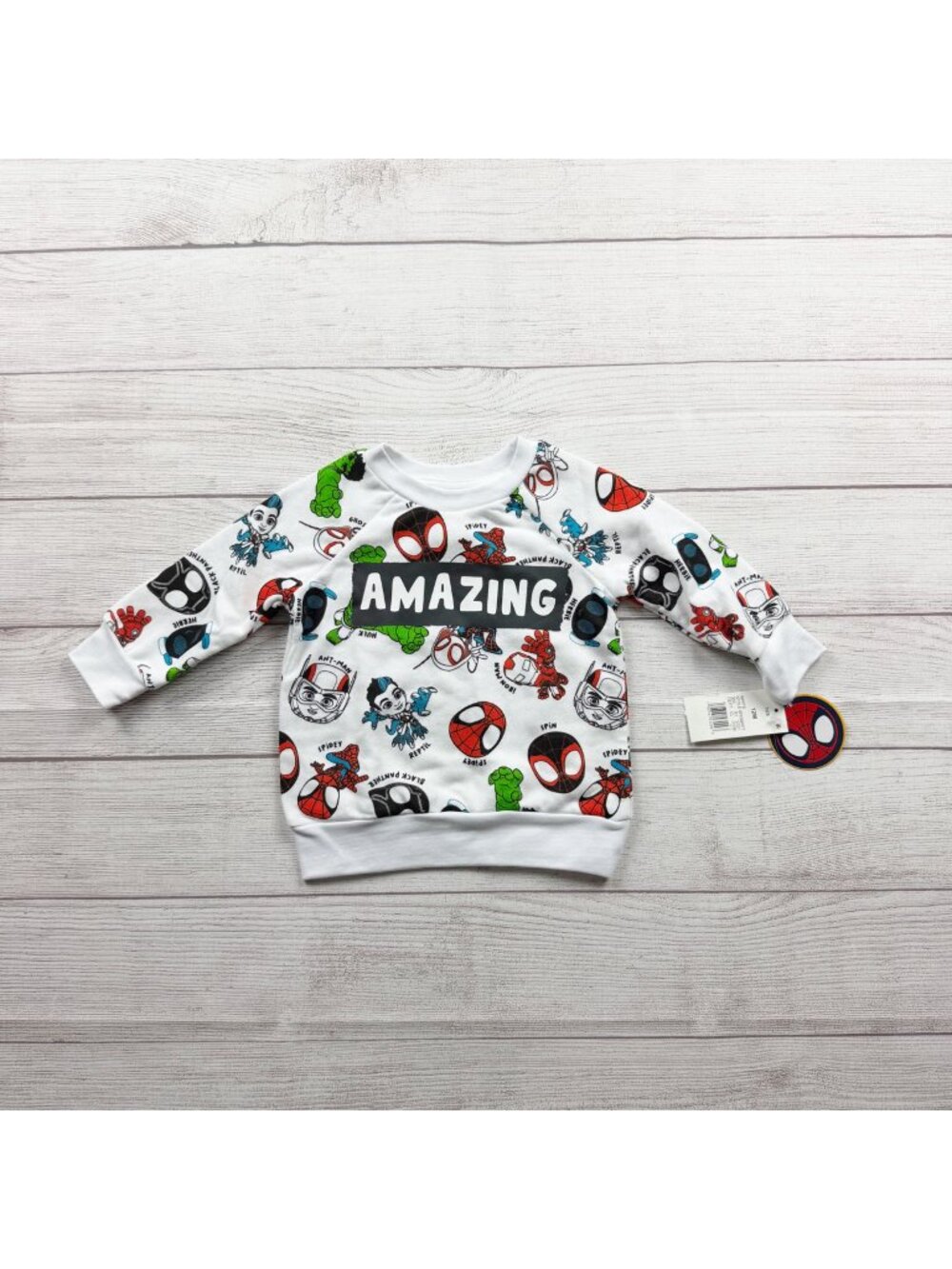 Marvel Spidey Amazing Friends Toddler Sweatshirt Allover Print NWT 9-12 Months